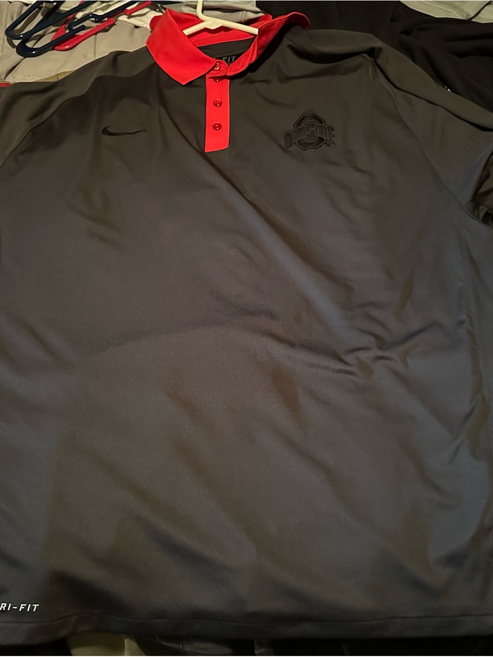 Nike Men’s Black Polo with Red Collar and Placket